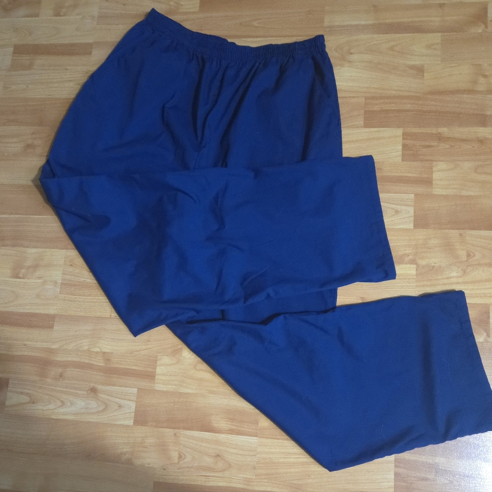 Simply Basic Elastic Waist Pull On Scrub Pants Sz XL Navy Blue Indigo